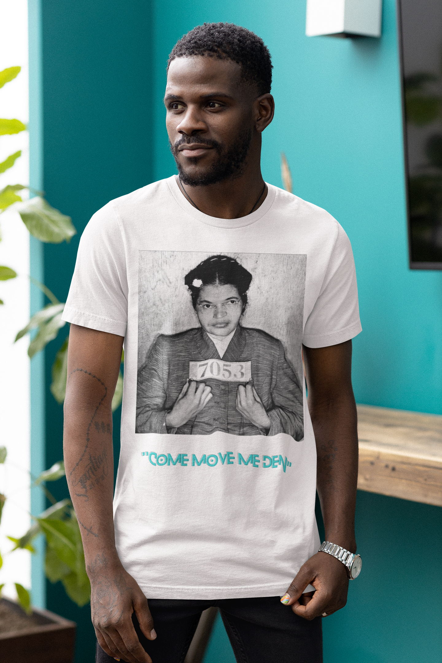 Unisex Blk Rosa Park Mug Shot Graphic T-shirt