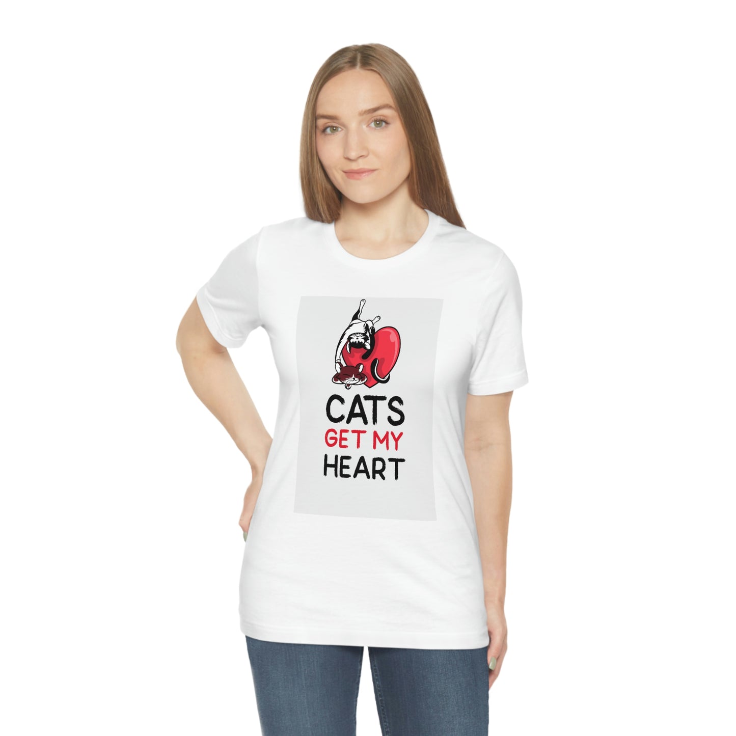 Unisex  Pet "Cats Get My Heart" Graphic  Tee shirt