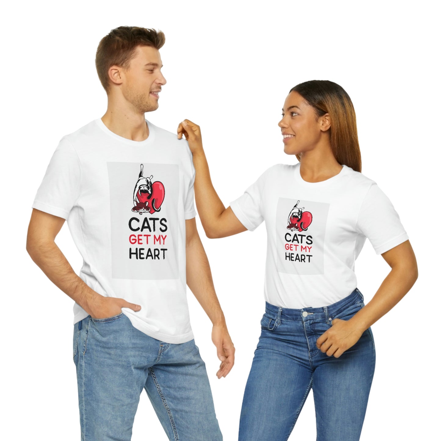 Unisex  Pet "Cats Get My Heart" Graphic  Tee shirt