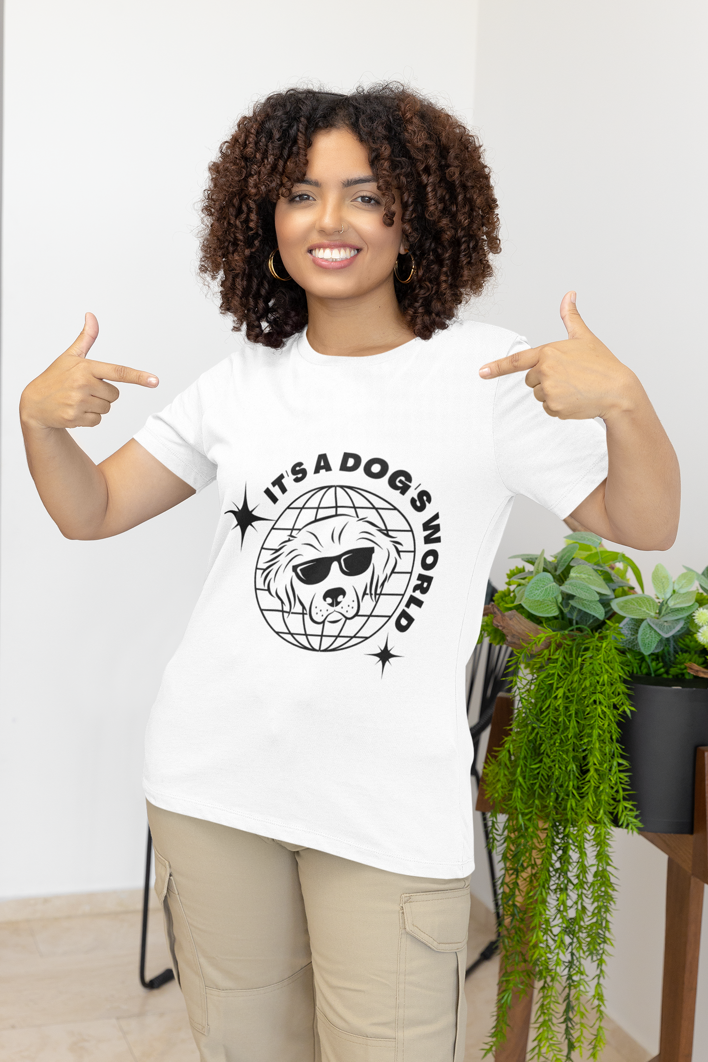 Unisex  Pet Lover's " Dog's World " Graphic Tee shirt